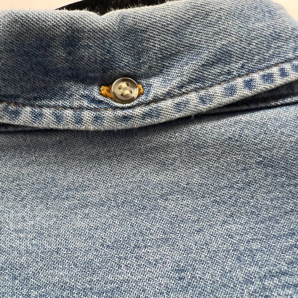 Vintage BNSF Blue Denim Long Sleeve Button Up Embroidered Shacket Men's XL - Picture 9 of 9